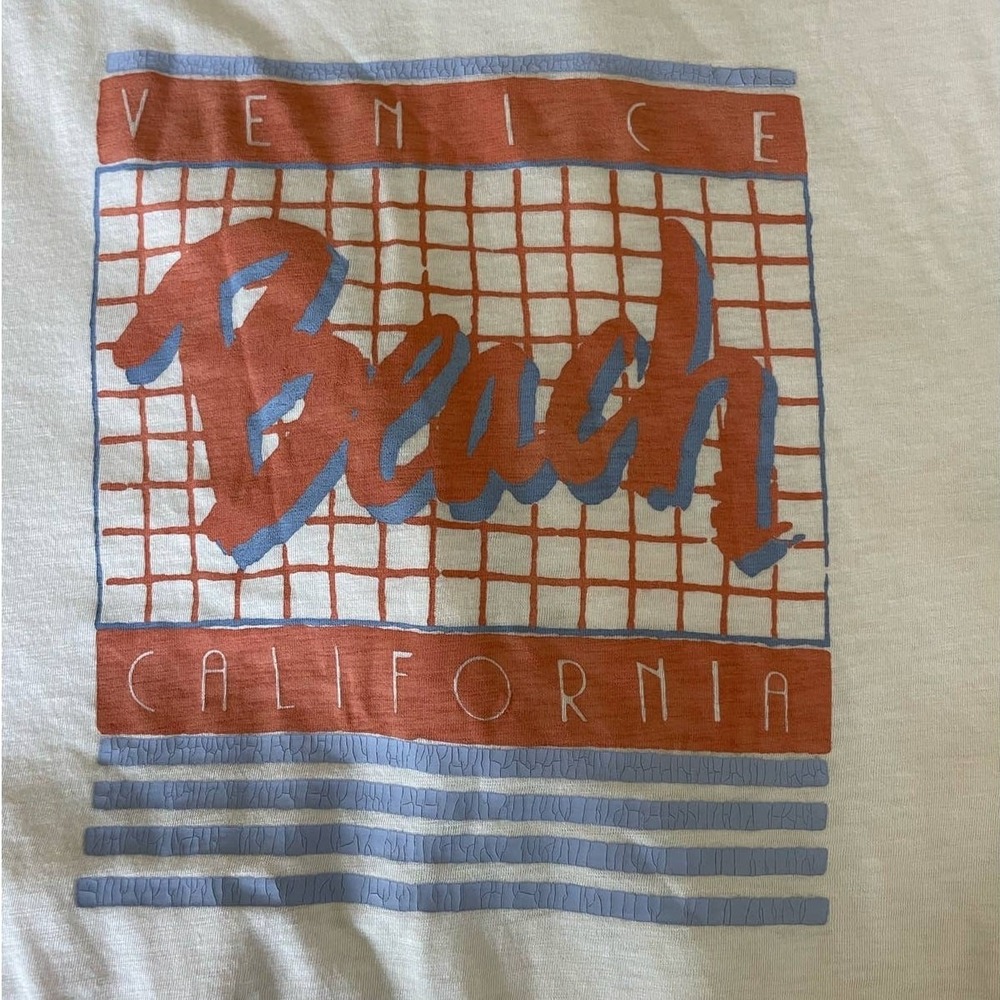 Paige Women Cotton Top S Ivory Ryo Graphic Tee Venice Beach Streetwear Y2K‎ - Picture 5 of 8